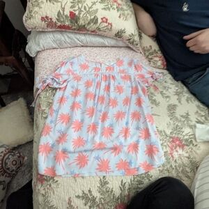 Pink and White Palm Tree Print Top